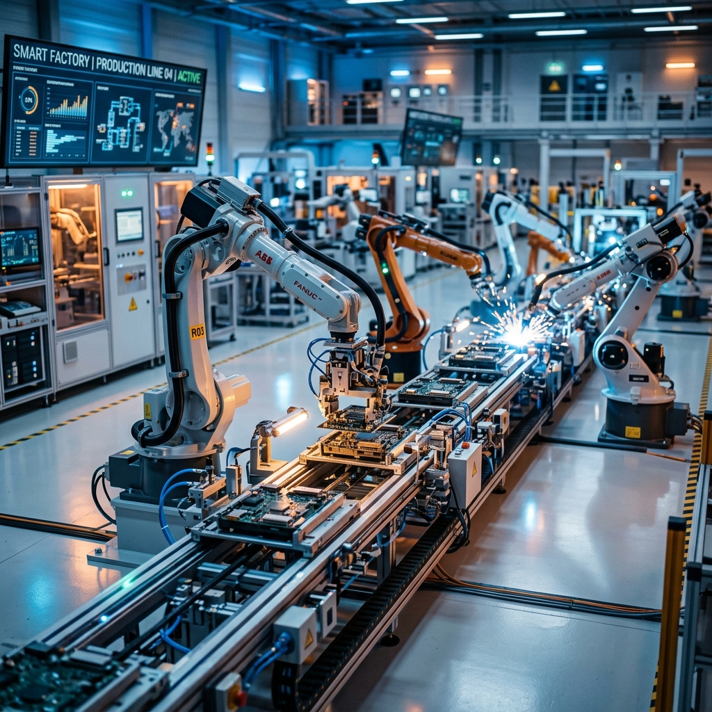 Operador em painel de controle industrial
